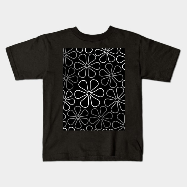 Abstract Flowers White Grays Black Kids T-Shirt by NataliePaskell